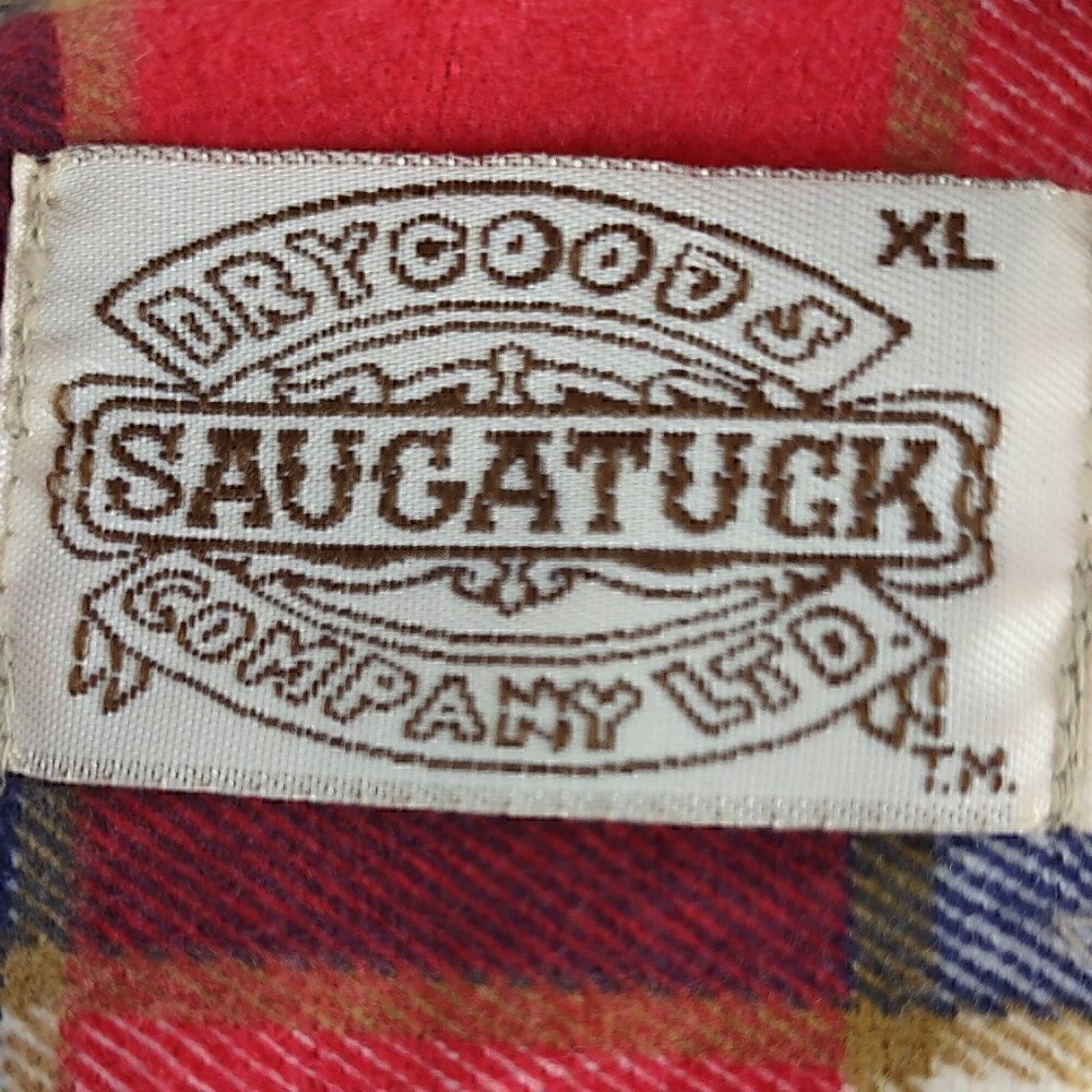 Saugatuck Mens 100% Cotton Red Long Sleeve Plaid Flannel Button Up Shirt Size XL - Picture 9 of 11